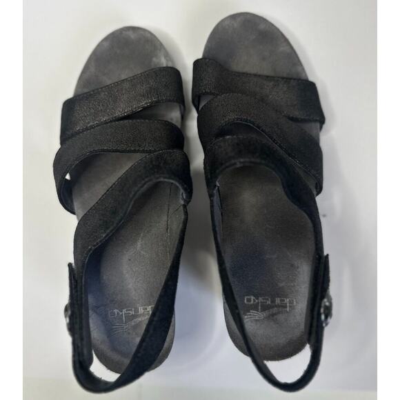 DANKSO Women's Stacey Metallic Black Wedge Cord Sole Velcro Closure Size 38 - Picture 7 of 9